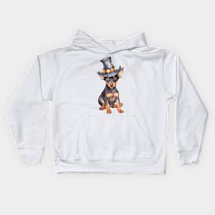 Watercolor Doberman Pinscher Dog in Magic Hat Kids Hoodie